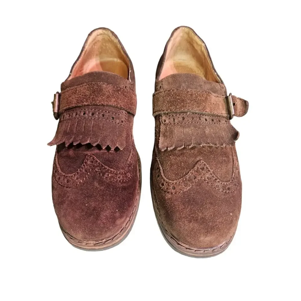 Ann Taylor Brown Suede Kiltie Loafers - Picture 4 of 7